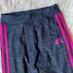 Gray and Pink Adidas Leggings Size 7/8